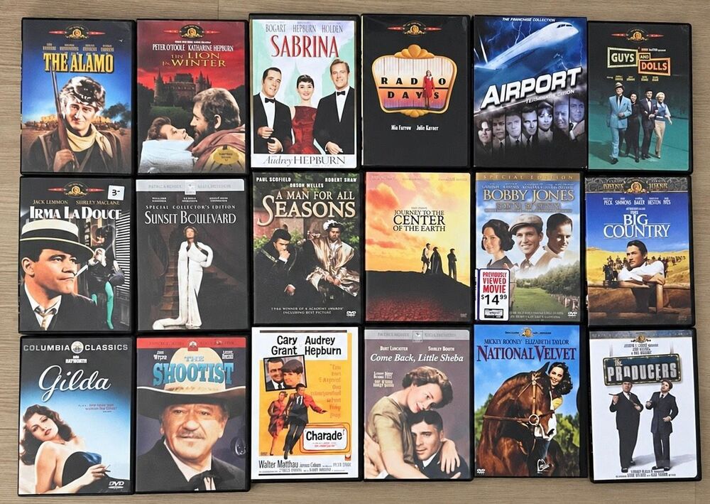 18 Classic Movie DVDs Lot Audrey Hepburn Bogart Western Drama Comedy